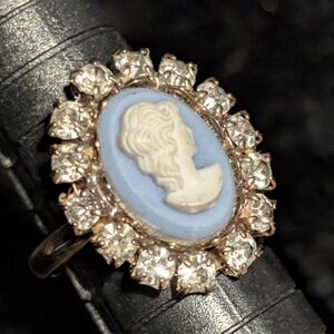 Cameo with Crystals Adjustable Ring
